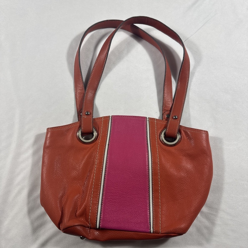 TIGNANELLO ShoulderBag Retro Glam '60s-'70s Hot Pink/Orange 100% Leather‎ Tote